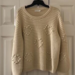 Lush Cream Textured Knit Sweater